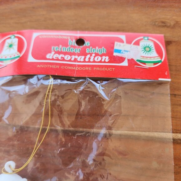 80s Commodore Santa Claus Reindeer Ornament Hong Kong unopened package vintage o - Picture 3 of 5